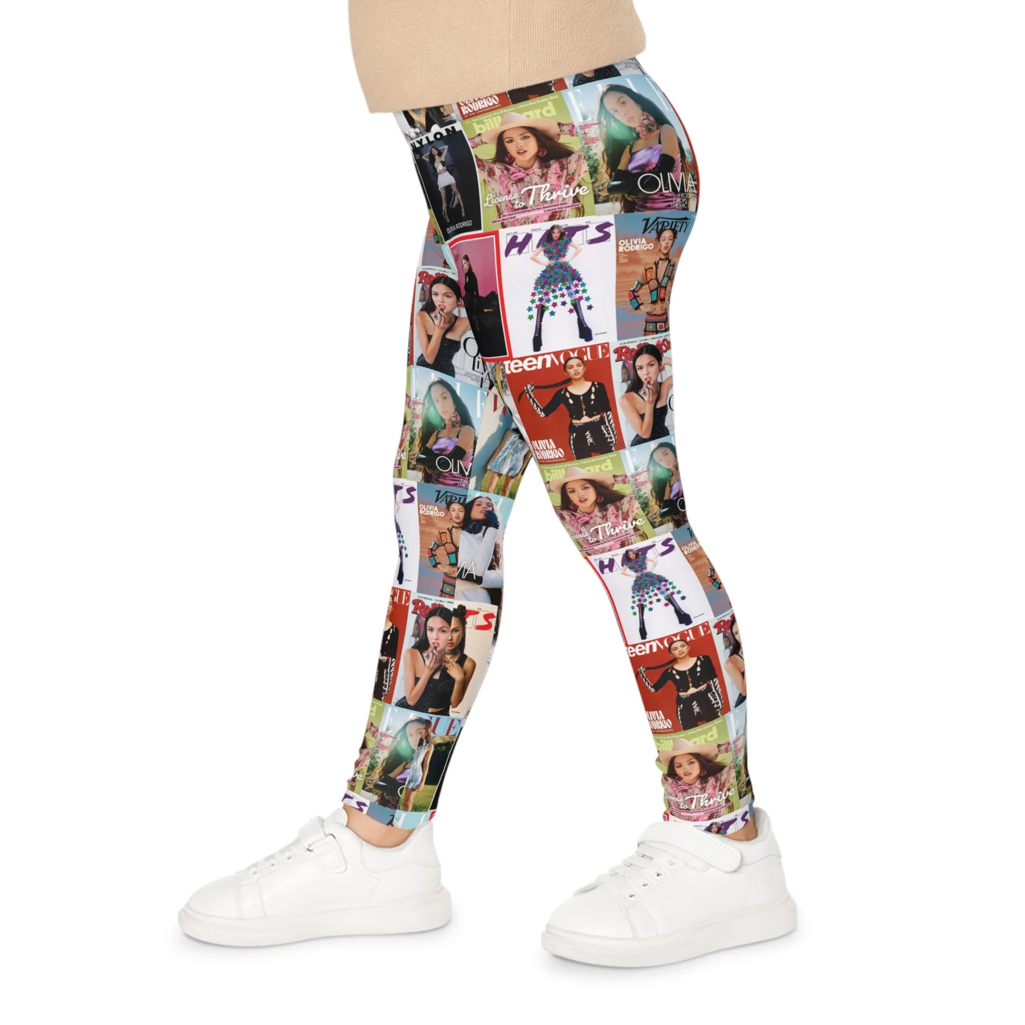 Olivia Rodrigo Magazine Cover Collage Pattern Kids Leggings