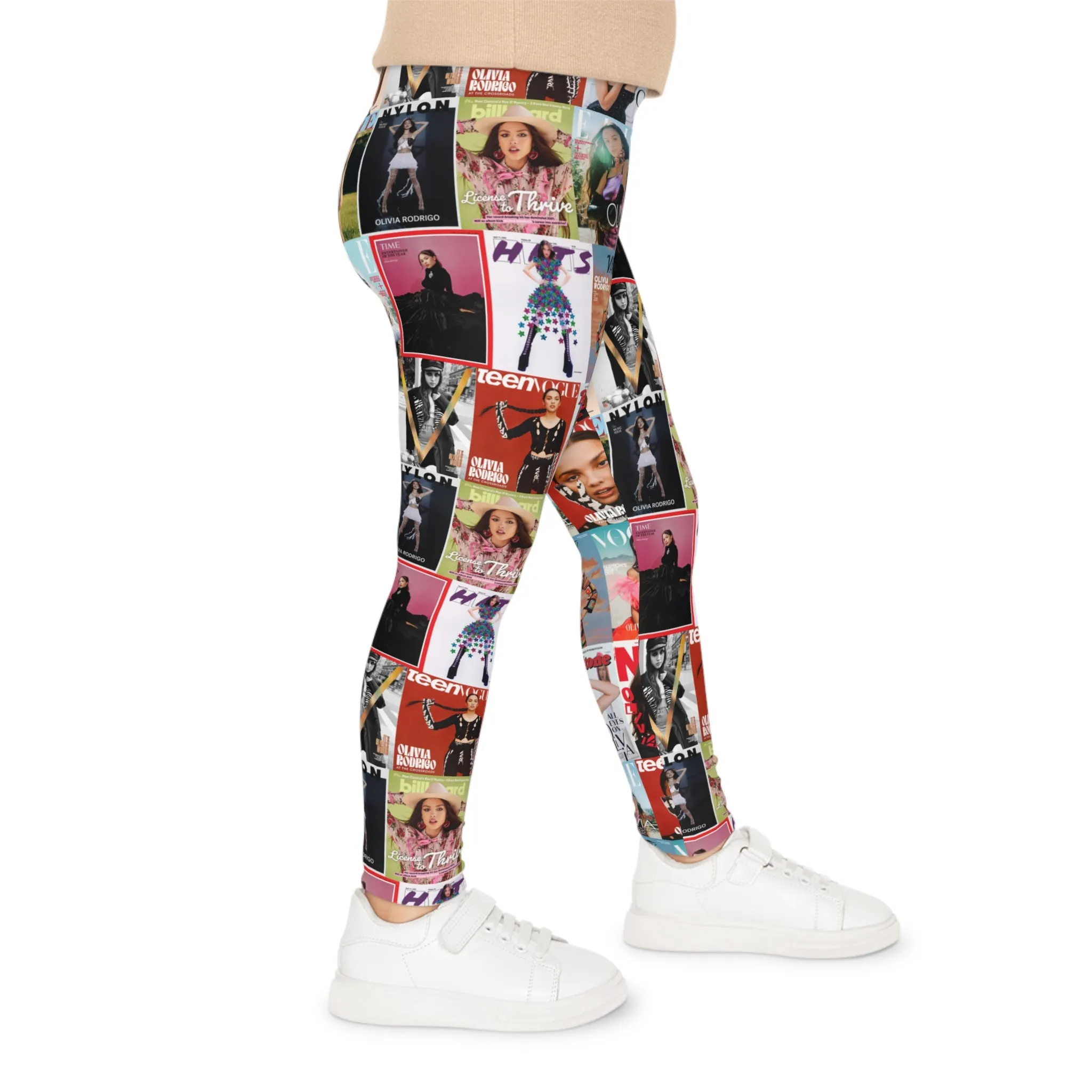 Olivia Rodrigo Magazine Cover Collage Pattern Kids Leggings