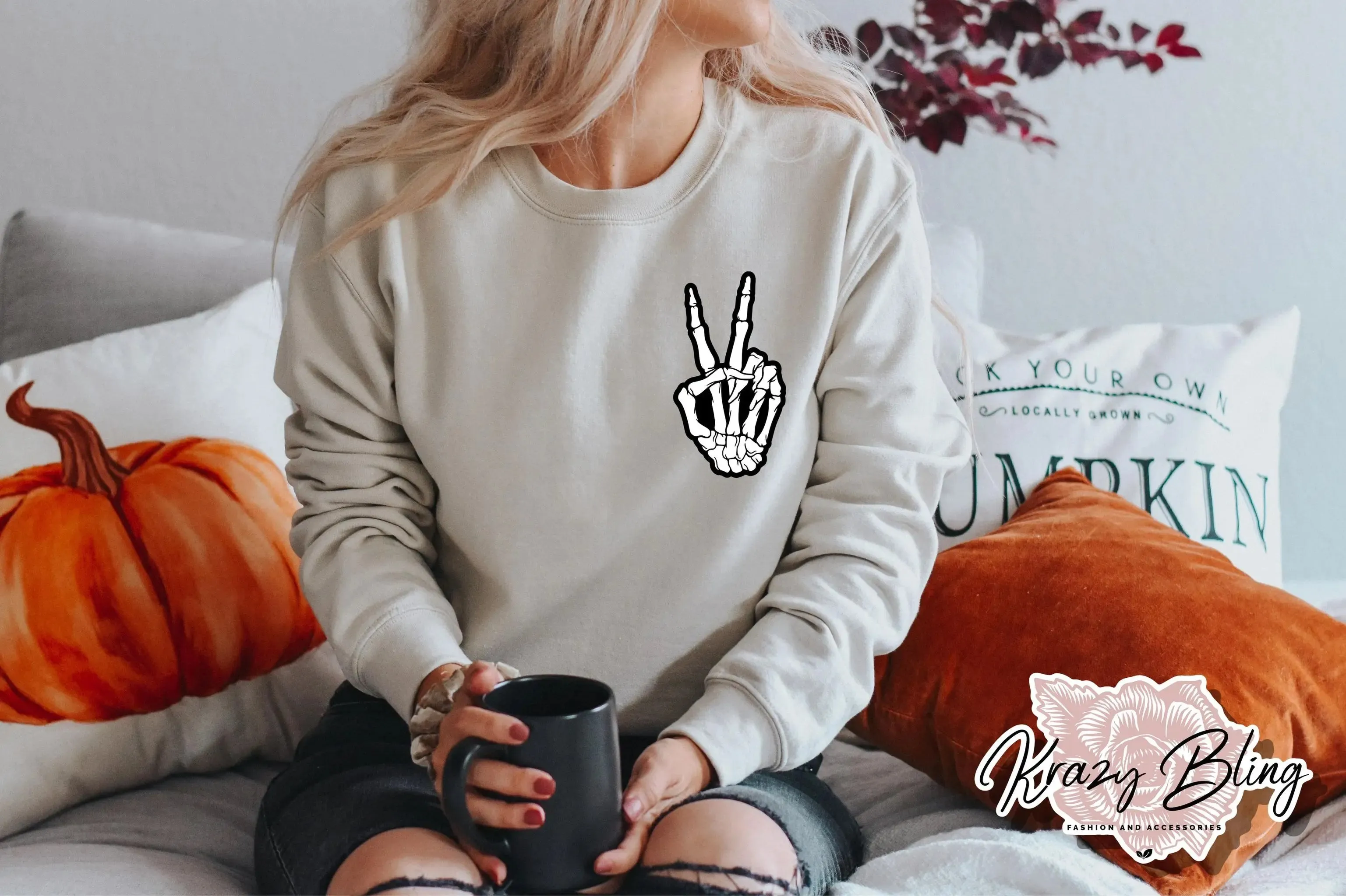 Peace Sign Skeleton Sweater