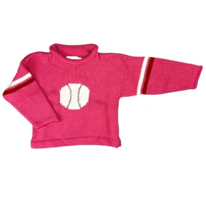 Pink Baseball Roll Neck Sweater