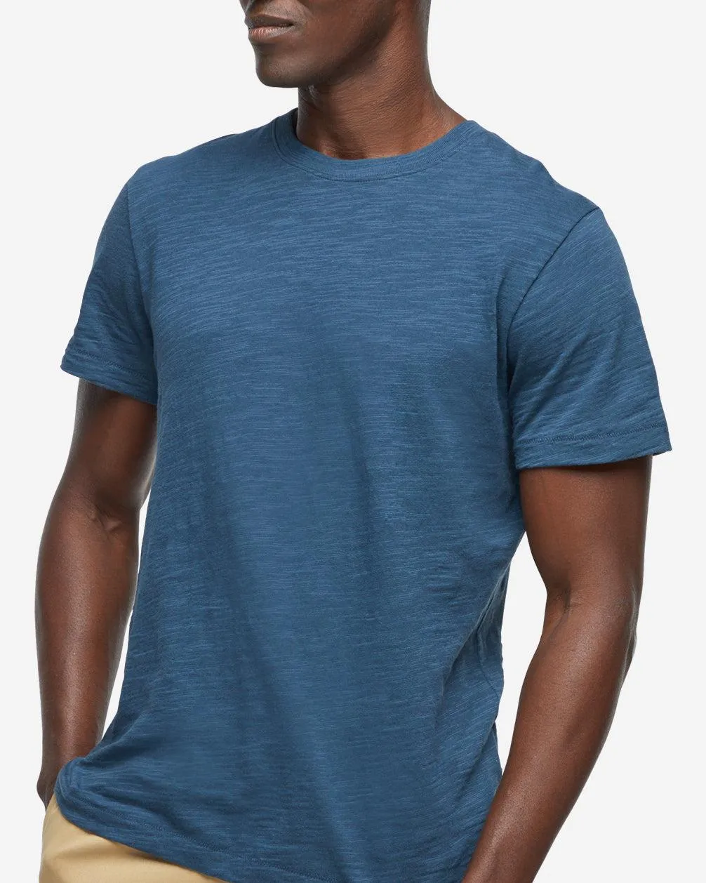 Short Sleeve Slub Crew Neck - Midnight Navy