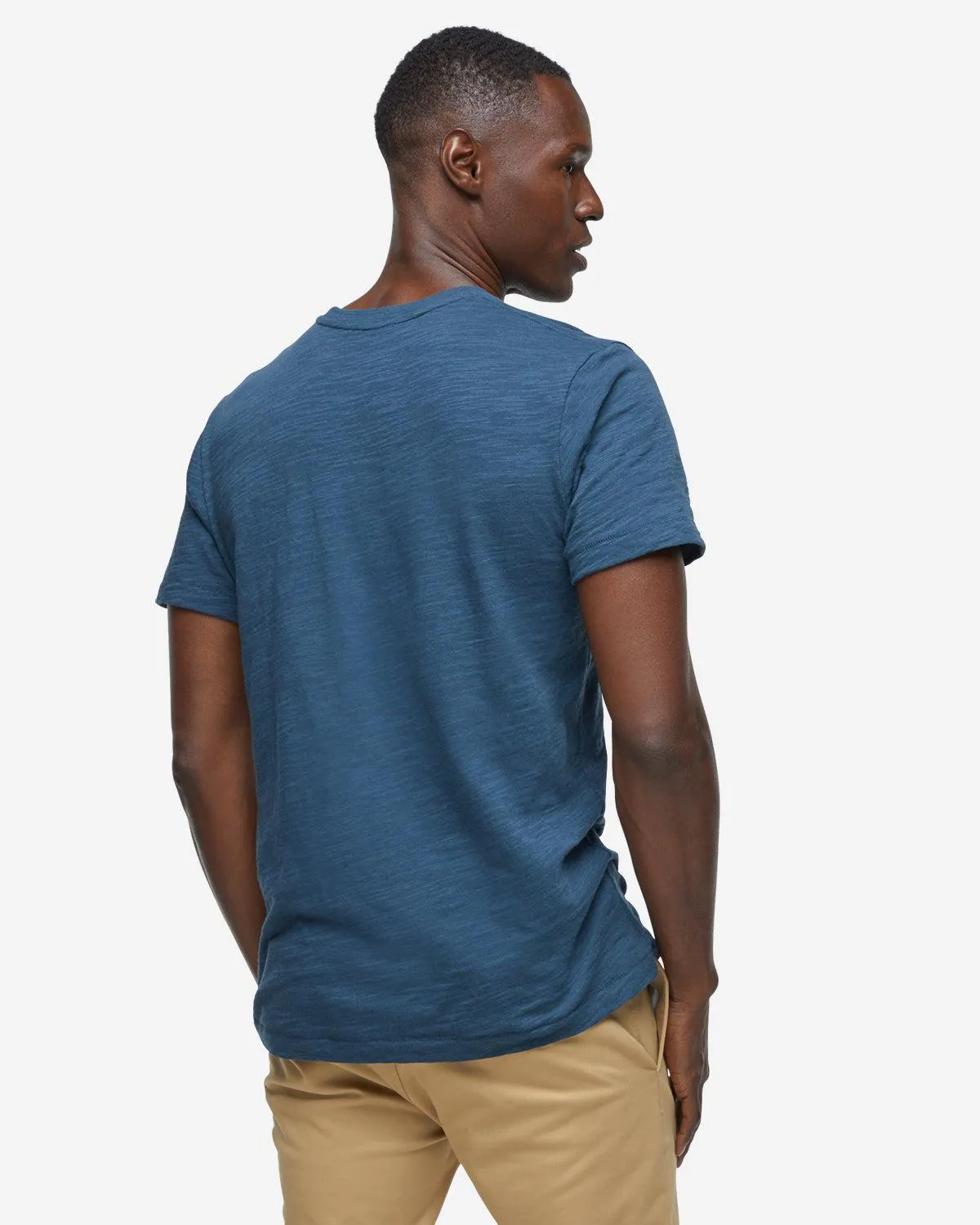 Short Sleeve Slub Crew Neck - Midnight Navy