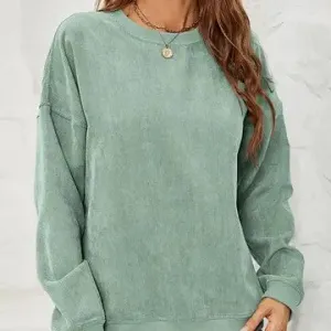 Soft As Velvet Green Textured Pullover Top