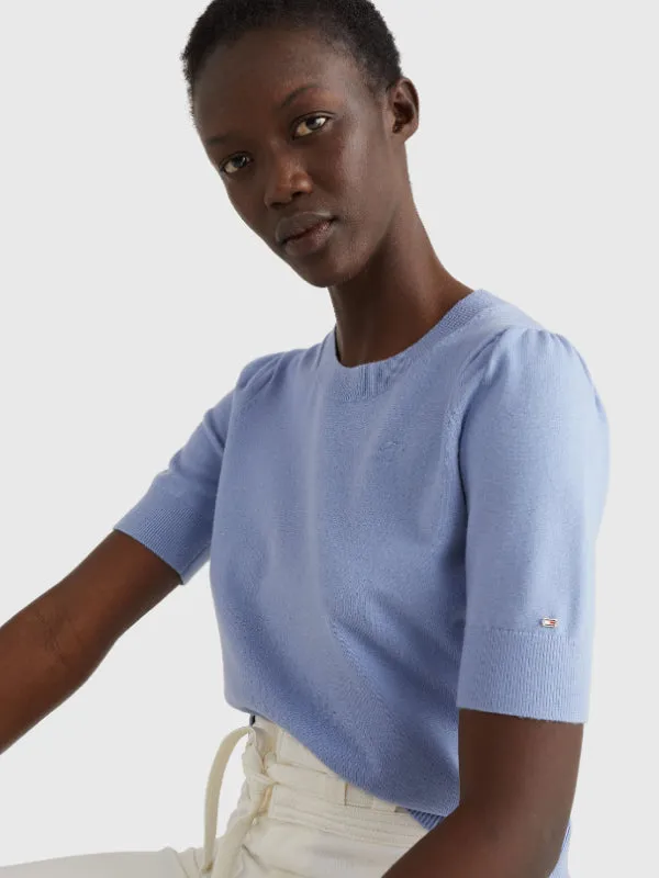 Soft C-Nk Puff Shoulder Sweater