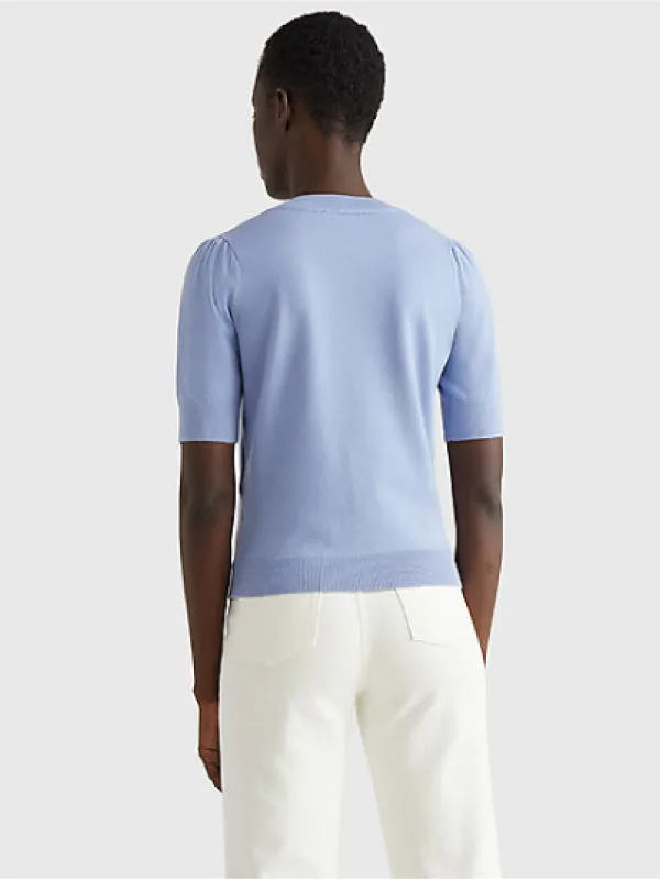 Soft C-Nk Puff Shoulder Sweater