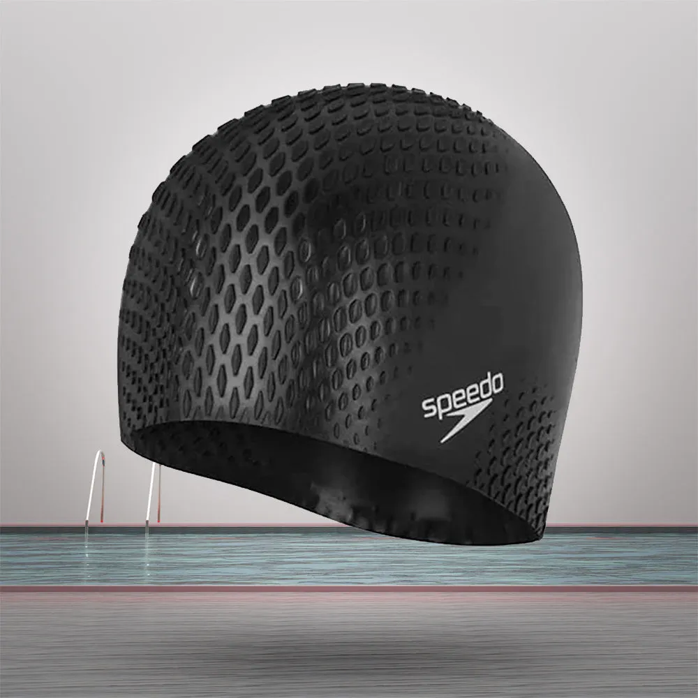 Speedo Unisex Adult Bubble Active   Swim Cap (Black)