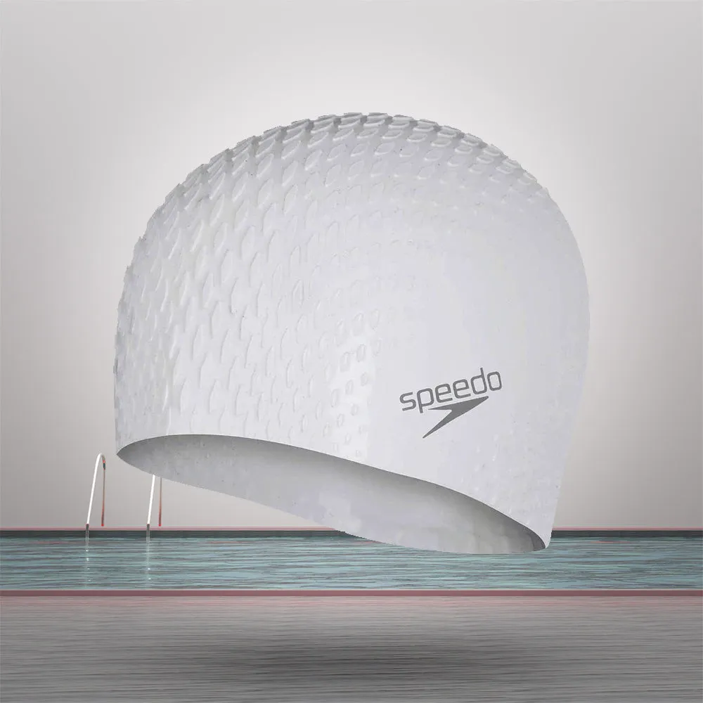 Speedo Unisex Adult Bubble Active   Swim Cap (White)