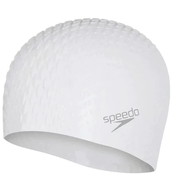 Speedo Unisex Adult Bubble Active   Swim Cap (White)