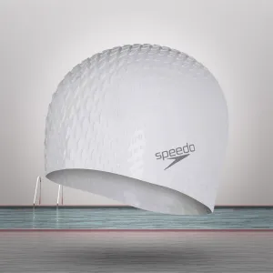 Speedo Unisex Adult Bubble Active   Swim Cap (White)