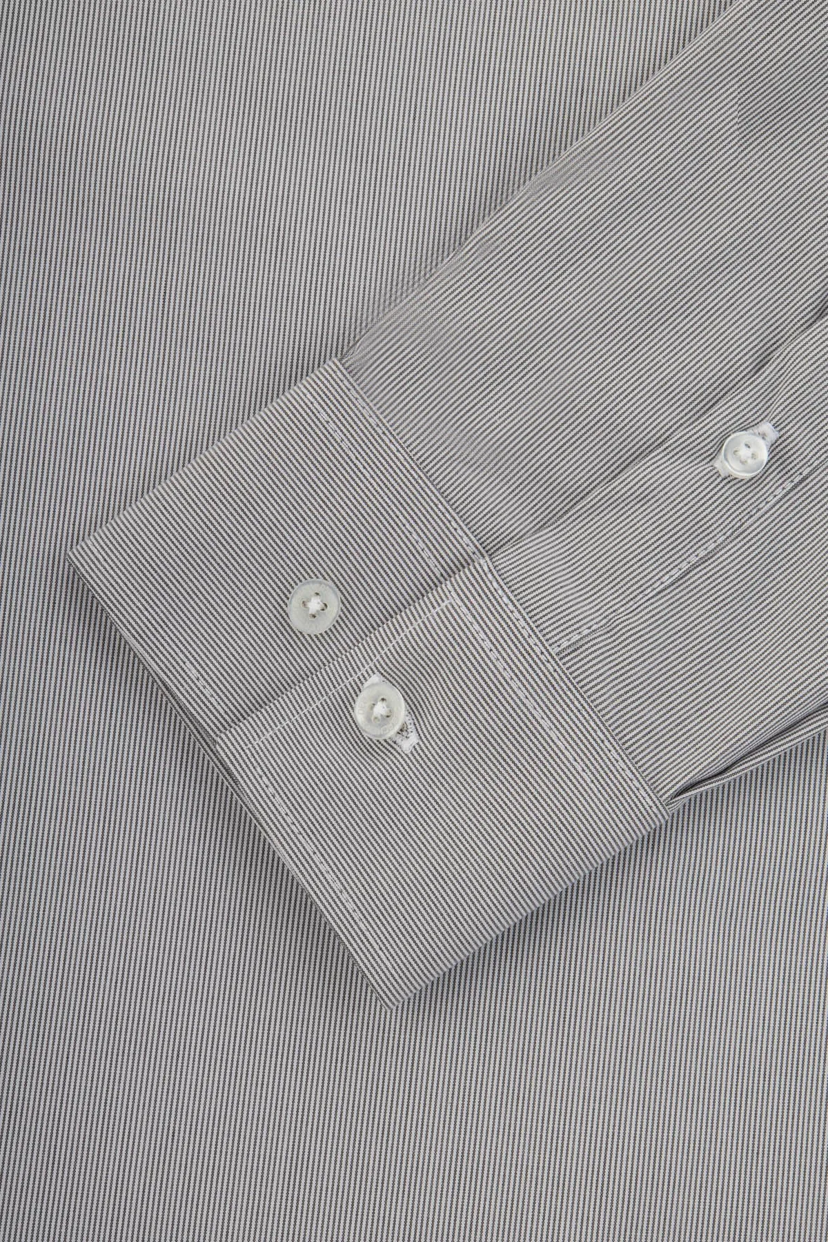 Striped Light Grey & White Bamboo Classic Shirt