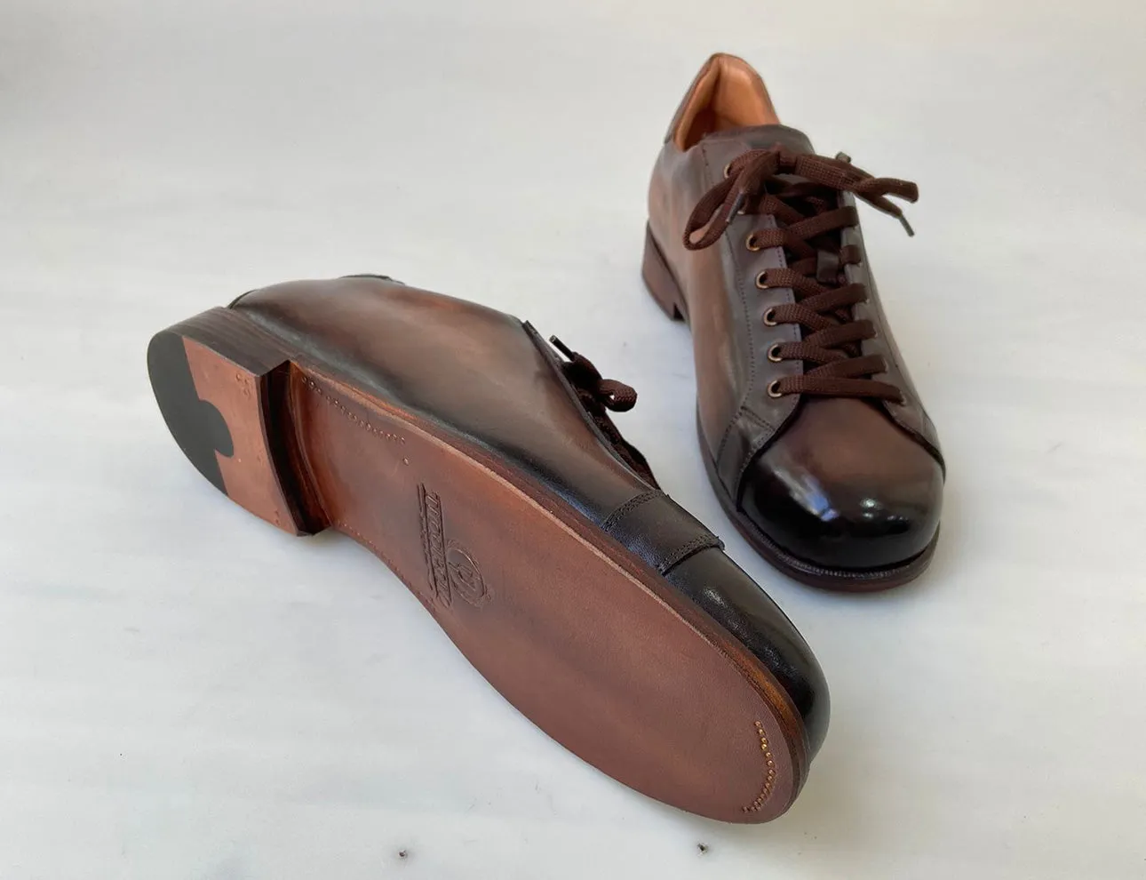 Tucci Di Lusso Mens Burnished Brown Handmade Italian leather Luxury Moccasin Shoes