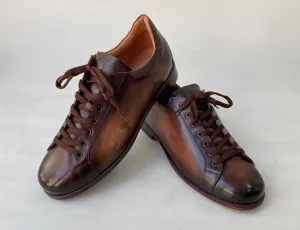 Tucci Di Lusso Mens Burnished Brown Handmade Italian leather Luxury Moccasin Shoes