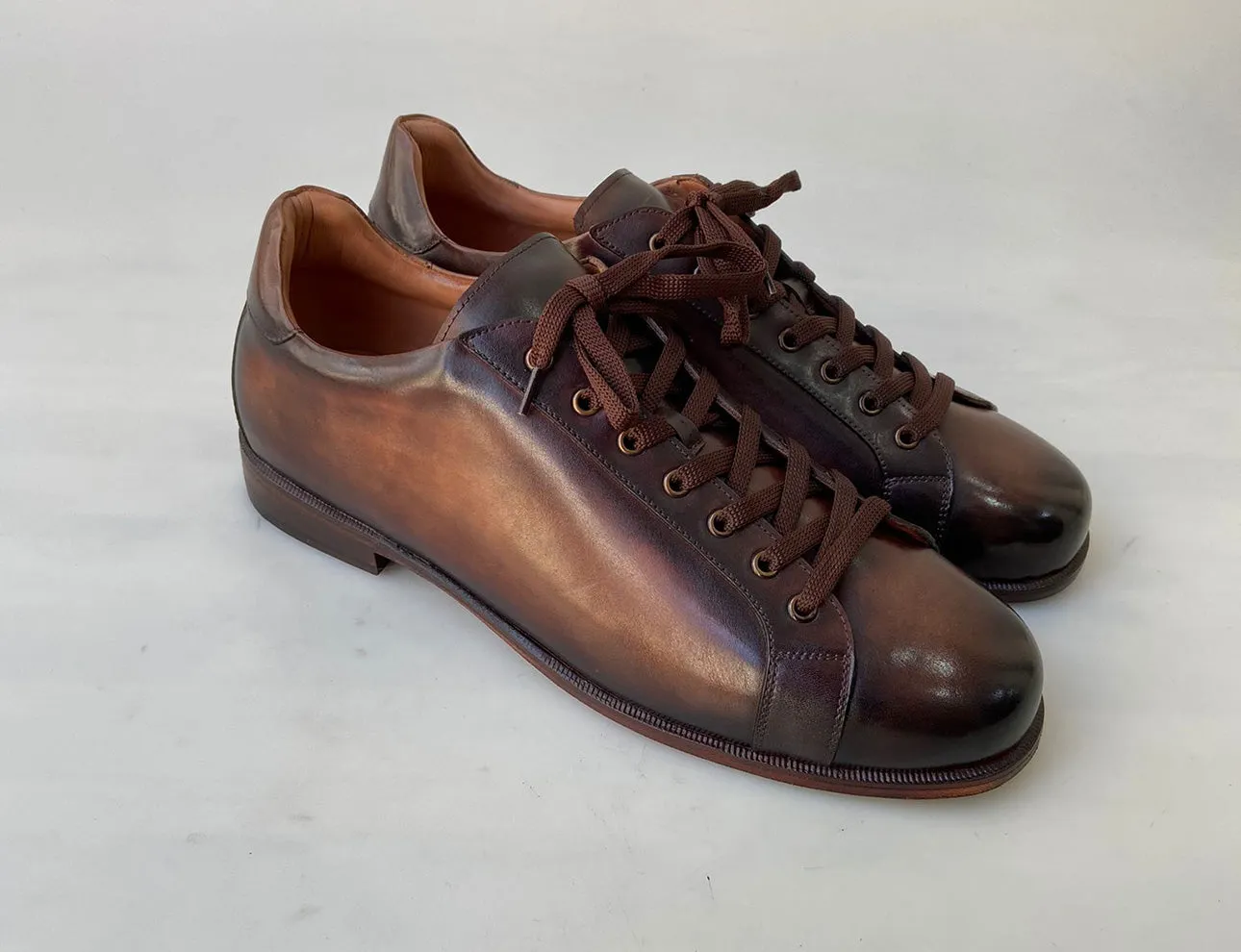 Tucci Di Lusso Mens Burnished Brown Handmade Italian leather Luxury Moccasin Shoes