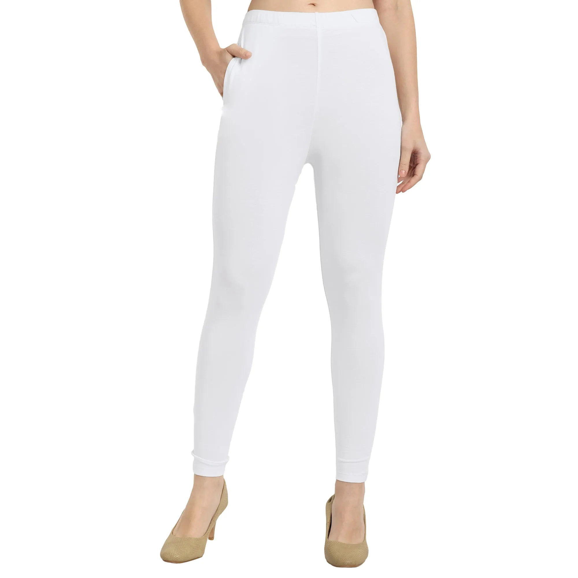 Women White Ankle Length Legging