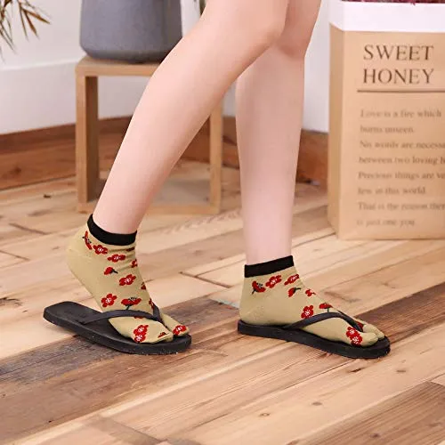 Women's Flip Flop Athletic Cotton Colorful Ankle Sock - 4 Pairs