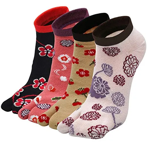 Women's Flip Flop Athletic Cotton Colorful Ankle Sock - 4 Pairs
