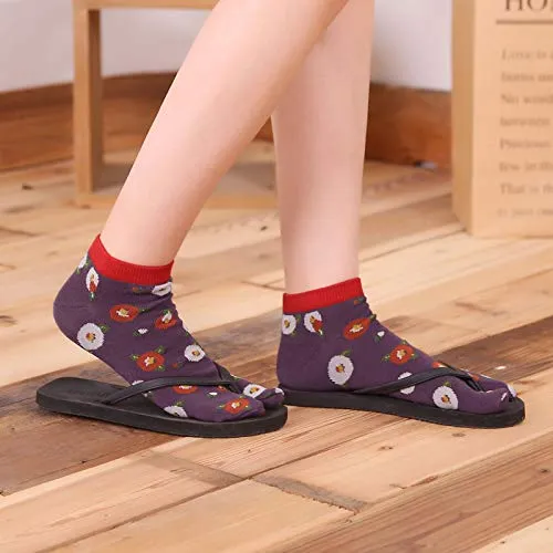 Women's Flip Flop Athletic Cotton Colorful Ankle Sock - 4 Pairs