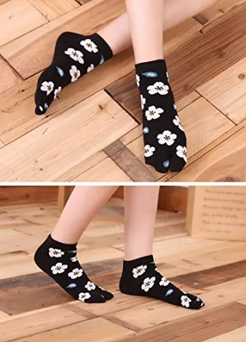 Women's Flip Flop Athletic Cotton Colorful Ankle Sock - 4 Pairs