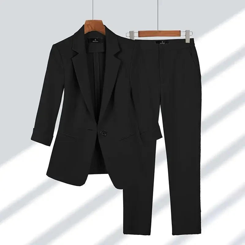 Womens Suit Set  Tailored Fit Blazer & Trousers  Single Button  Formal Wear