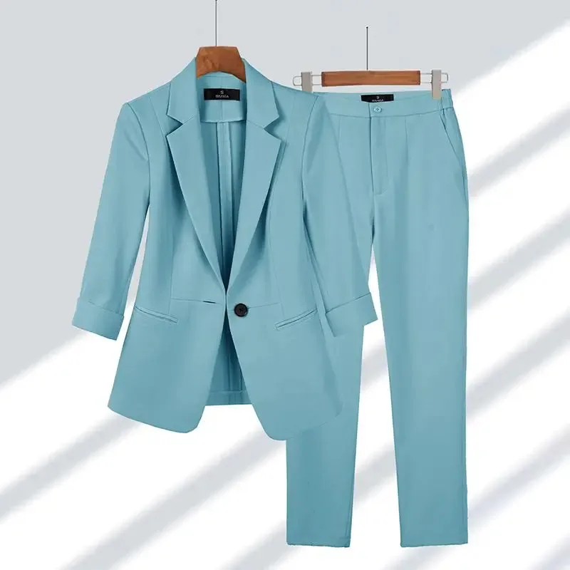 Womens Suit Set  Tailored Fit Blazer & Trousers  Single Button  Formal Wear