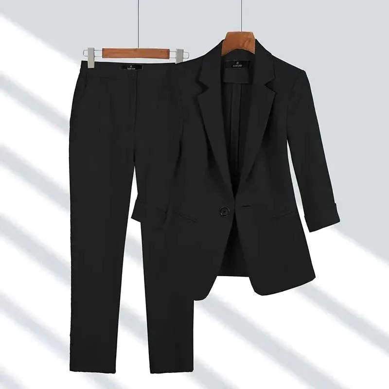 Womens Suit Set  Tailored Fit Blazer & Trousers  Single Button  Formal Wear