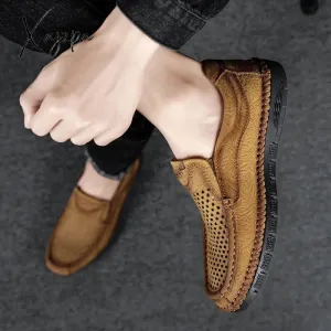 Xajzpa - Summer Loafers Genuine Leather Men's Casual Shoes Hollow Designer Flats Leisure Business Loafer Formal Men Shoes